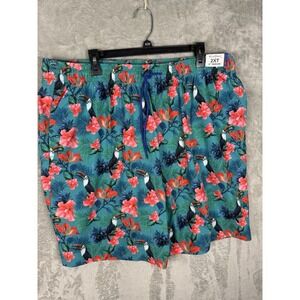 Caribbean 2XB Swim Trunks Toucan   Print  8"Inseam  Boxer‎ Brief Liner New
